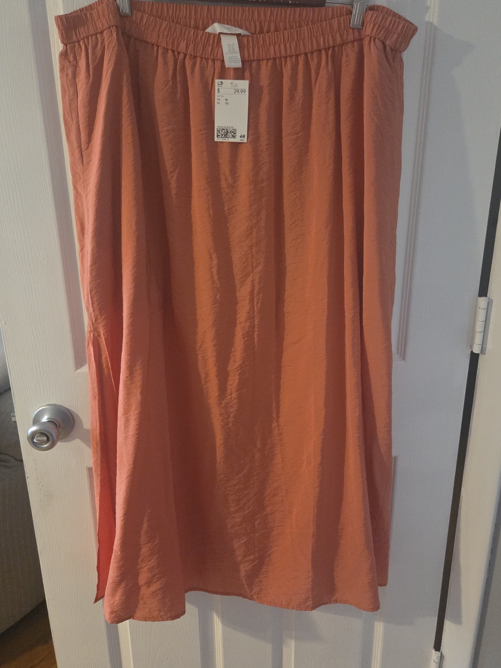 H&M Rust Orange Maxi Skirt with Elastic Waist